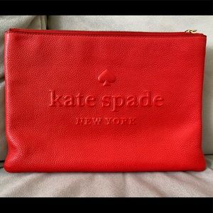 Kate Spade Larchmont Ave Logo Gia Leather Clutch